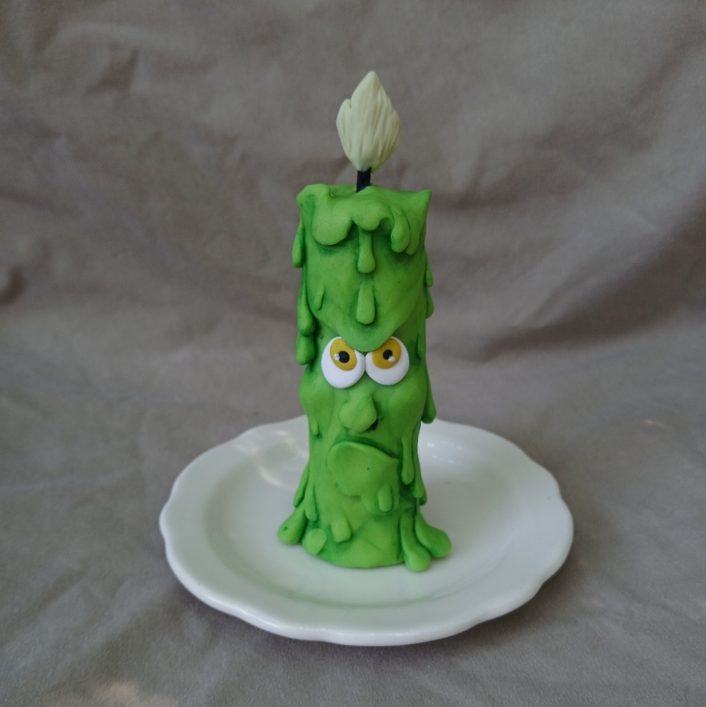 Green Dripping Candle with Eyes